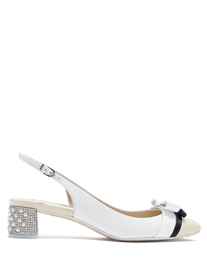 Sophia Webster Andie Bow-embellished Leather Slingback Pumps