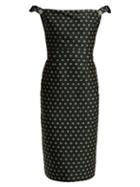Matchesfashion.com Alexachung - Off The Shoulder Floral Jacquard Dress - Womens - Black Multi