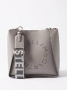 Stella Mccartney - Perforated-logo Mini Faux-leather Cross-body Bag - Womens - Black Grey