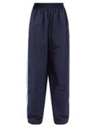 Balenciaga - Logo-embroidered Striped Cotton-blend Track Pants - Mens - Navy Multi