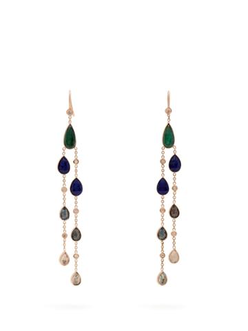 Jacquie Aiche Emerald, Tourmaline & Diamond Drop Earrings