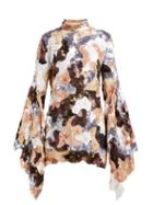 Matchesfashion.com Ashish - Camouflage Sequinned Flared Sleeve Mini Dress - Womens - Brown Multi