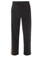 Matchesfashion.com Bode - Crochet-stripe Wool Straight-leg Trousers - Mens - Black Multi