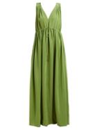 Matchesfashion.com Three Graces London - Solaine Silk Maxi Dress - Womens - Green