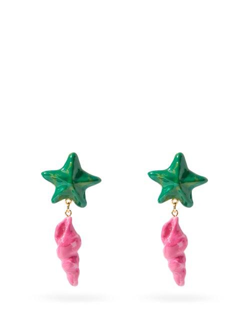 Matchesfashion.com Saint Laurent - Starfish And Shell Clip Earrings - Womens - Pink Multi