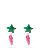 Matchesfashion.com Saint Laurent - Starfish And Shell Clip Earrings - Womens - Pink Multi