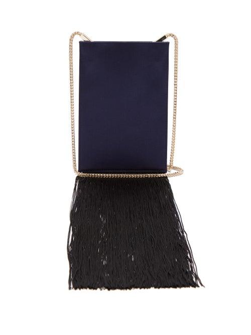Matchesfashion.com Galvan - Fringed Satin Shoulder Bag - Womens - Navy