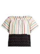 Ace & Jig Vista Square-neck Embroidered-stripe Cotton Top