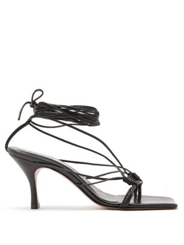 Ladies Shoes Andrea Wazen - Mandaloun 85 Knotted-ties Leather Sandals - Womens - Black