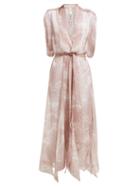 Matchesfashion.com Petar Petrov - Dove Snake Print Silk Midi Dress - Womens - Light Pink