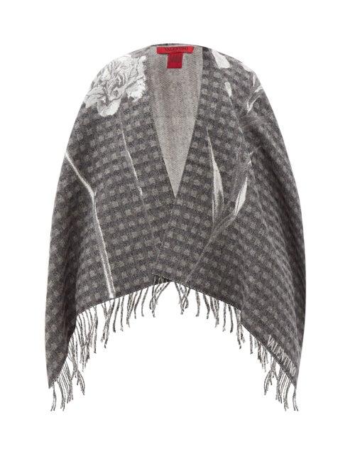 Matchesfashion.com Valentino Garavani - Flowersity Floral-jacquard Wool Poncho - Womens - Black Multi