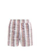 Matchesfashion.com Bianca Saunders - Ruched Striped Cotton-blend Poplin Shorts - Mens - White Multi