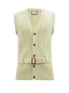 Gucci - Logo-embroidered Wool Sweater Vest - Mens - Light Green