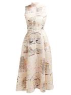 Matchesfashion.com Emilia Wickstead - Sheila Italy Print Midi Dress - Womens - Pink Print