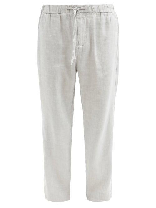 Matchesfashion.com Frescobol Carioca - Oscar Linen-blend Wide-leg Chino Trousers - Mens - Grey