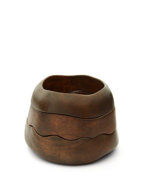 Matchesfashion.com Vanda Jacintho - Set Of Three Wavewood Stacking Bracelets - Womens - Brown