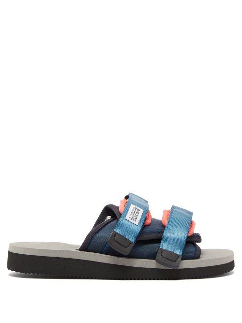Matchesfashion.com Suicoke - Moto Cab Technical Twill Slides - Womens - Grey Navy