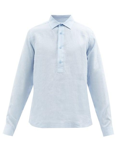 Orlebar Brown - Ridley Linen Shirt - Mens - Light Blue