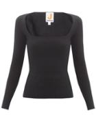Joostricot - Square-neck Cotton-blend Jersey Top - Womens - Black