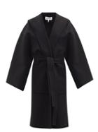 Matchesfashion.com Loewe - Hooded Wool-blend Wrap Coat - Womens - Black