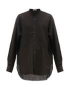 Matchesfashion.com Umit Benan B+ - Longline Removable-cuff Linen-gauze Shirt - Mens - Black