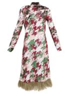 Matchesfashion.com La Doublej - Gala Feather-trimmed Sequinned Midi Dress - Womens - Multi