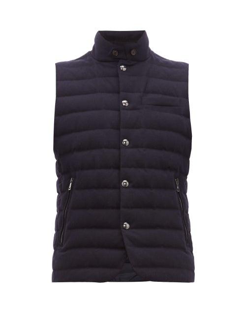Matchesfashion.com Ralph Lauren Purple Label - Whitewell Quilted Wool Gilet - Mens - Navy