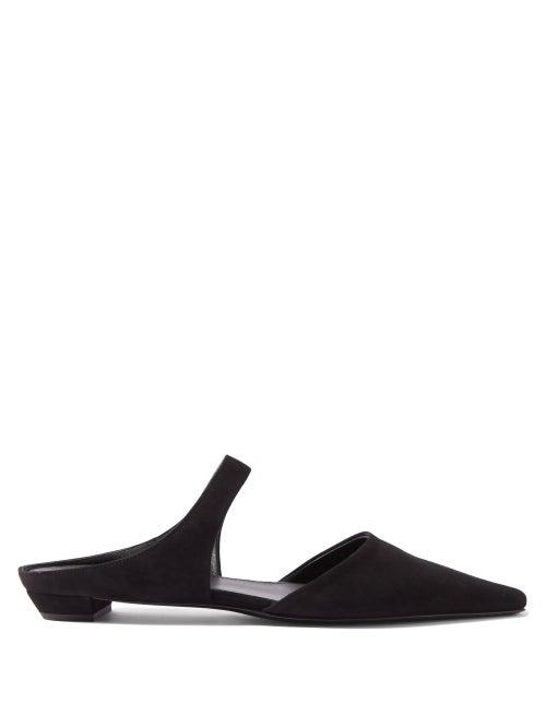 Totme - Point-toe Suede D'orsay Mules - Womens - Black
