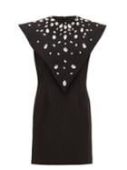 Matchesfashion.com Christopher Kane - Crystal Overlay Crepe Mini Dress - Womens - Black