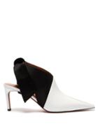 Matchesfashion.com Altuzarra - Kirk Tie Heel Satin And Patent Leather Mules - Womens - Black White