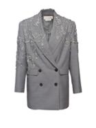 Alexander Mcqueen - Crystal-embellished Wool Blazer Dress - Womens - Grey