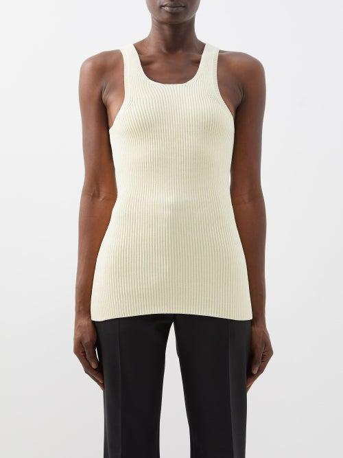 Toteme - Longline Ribbed Jersey Tank Top - Womens - Cream