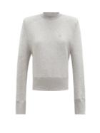 Matchesfashion.com The Attico - Kenna Padded-shoulder Cotton-jersey Sweatshirt - Womens - Grey