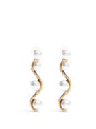 Oscar De La Renta Waved Crystal-pearl Drop Earrings