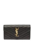 Matchesfashion.com Saint Laurent - Ysl-logo Quilted-leather Continental Wallet - Womens - Black