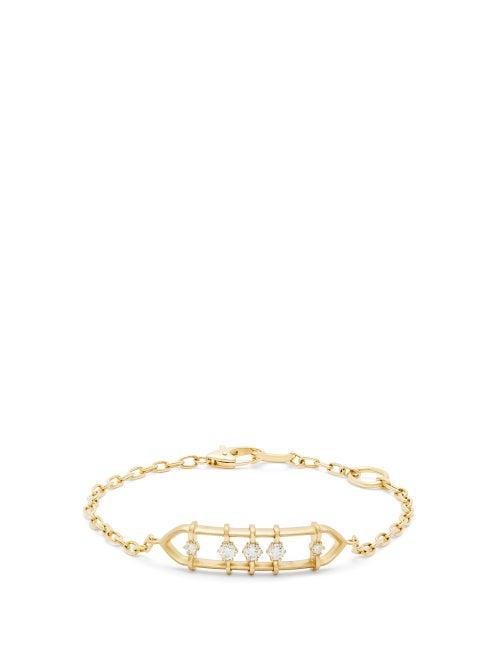 Matchesfashion.com Jade Trau - Penelope Floating Diamond And 18kt Gold Bracelet - Womens - Gold