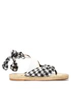Matchesfashion.com Dodo Bar Or - Fabiana Gingham Strap Leather Espadrilles - Womens - Black White