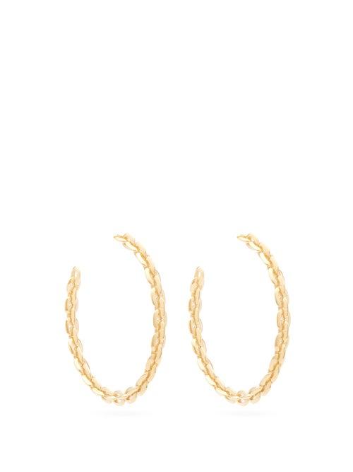 Matchesfashion.com Lizzie Mandler - Knife-edged Large 18kt Gold Hoop Earrings - Womens - Gold