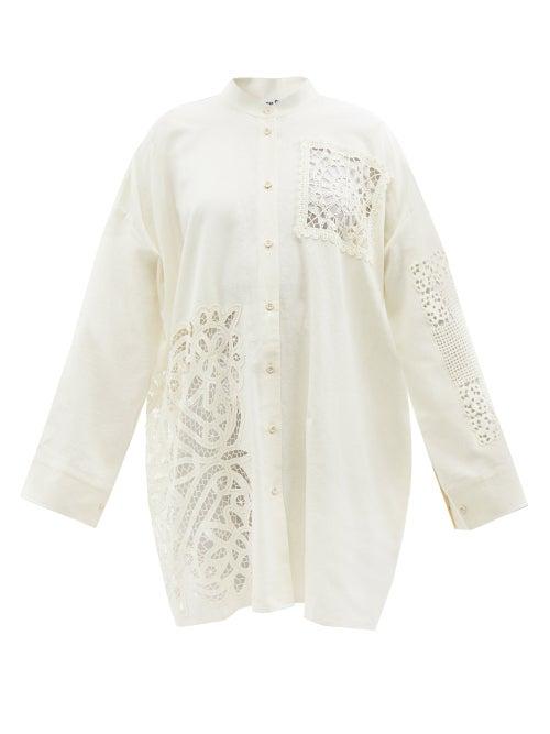 Acne Studios - Sarai Embroidered Linen-blend Shirt - Womens - Ivory