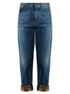 Saint Laurent Sequin-hem Mid-rise Boyfriend Jeans