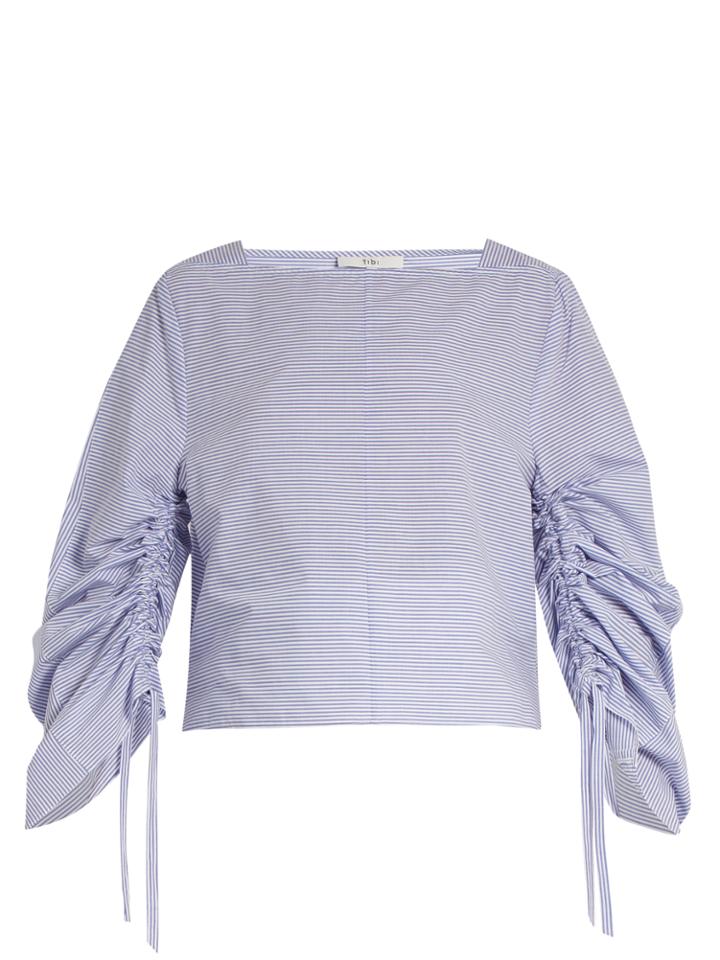 Tibi Elliot Square-neck Striped Cotton Top