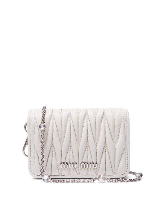 Matchesfashion.com Miu Miu - Mini Mattelass Leather Cross Body Bag - Womens - White