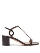 Matchesfashion.com Aquazzura - Almost Bare Crocodile Effect Leather Sandals - Womens - Black