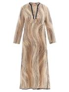 Matchesfashion.com Le Sirenuse, Positano - Giada Wind-print Cotton Kaftan - Womens - Black Print