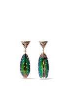 Bibi Van Der Velden - Scarab Diamond, Sapphire & 18kt Rose-gold Earrings - Womens - Blue Multi