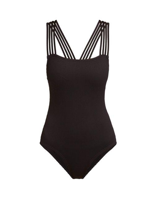 Matchesfashion.com Pepper & Mayne - Electra Ribbed Swimsuit - Womens - Black
