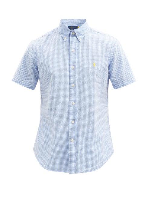 Matchesfashion.com Polo Ralph Lauren - Custom Slim-fit Cotton-seersucker Shirt - Mens - Blue White