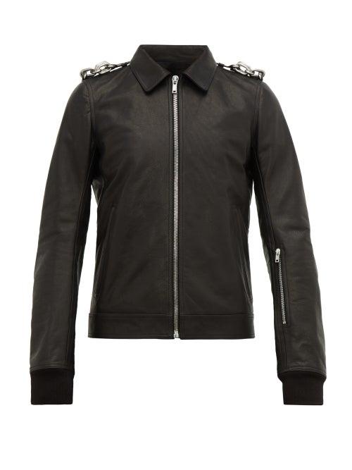 Matchesfashion.com Rick Owens - Rotterdam Leather Biker Jacket - Mens - Black