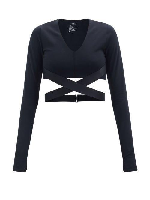 Le Ore - Corso Stretch-jersey Cropped Top - Womens - Black