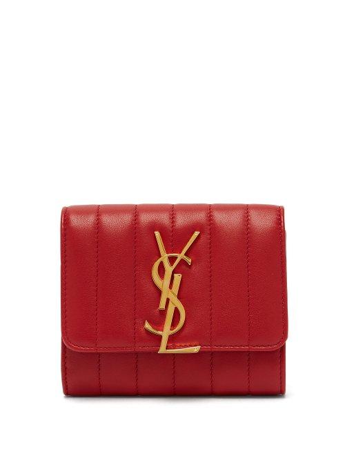 Matchesfashion.com Saint Laurent - Monogram Quilted Leather Wallet - Womens - Red